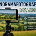 Panoramafotografie mit dem Smartphone und Nodalpunktadapter auf einem Stativ