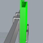 CAD-Modell eines Wechselrichters mit 3D-gedruckten ASA-Winkeln zur Montage auf einem Trägerprofil.