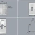 Technische Zeichnung des 3D-gedruckten Handy- und Tablethalters mit Bemaßung