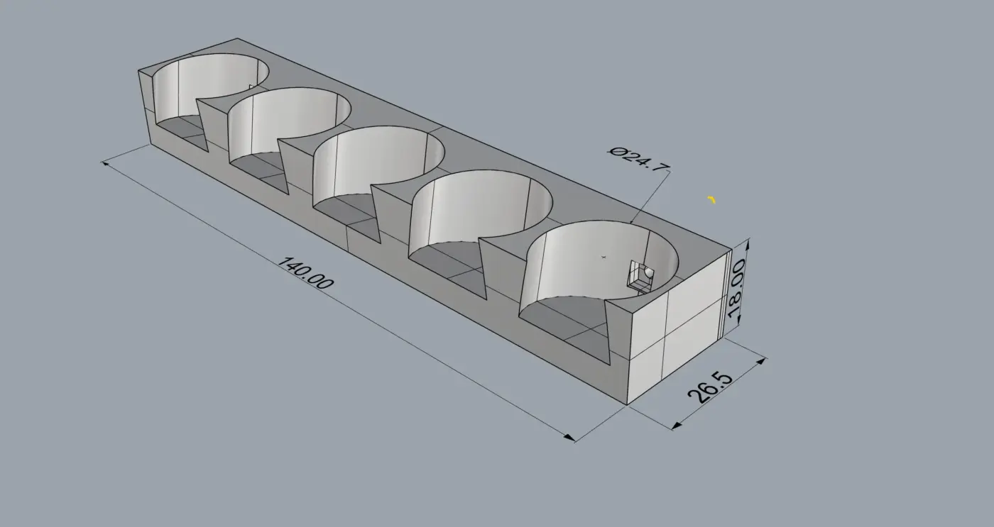 CAD-Skizze 3D Druck Vallejo Farben Regal mit Maßen