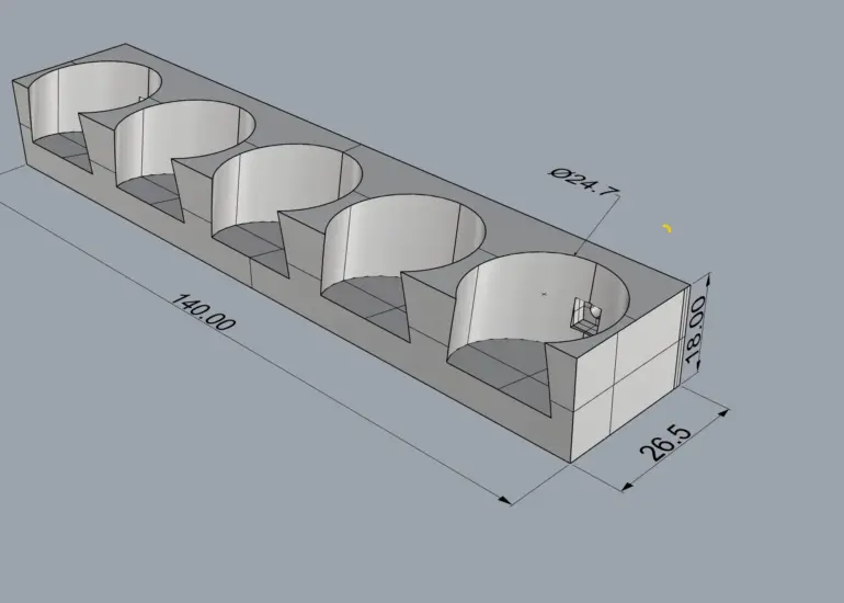 CAD-Skizze 3D Druck Vallejo Farben Regal mit Maßen