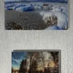 Zwei rahmenlose Bilder in Galerie-Optik, schwebend an einer Wand befestigt