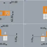 Technische Zeichnung der NEMA-17 Motorhalterung mit mehreren Ansichten und detaillierten Maßangaben