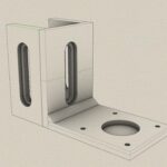 CAD-Rendering einer NEMA-17 Motorhalterung mit Langlöchern für Aluminiumprofil 30 Nut 8