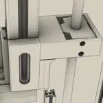 CAD-Ansicht der Halterung für eine Trapezgewindemutter an einem Aluminiumprofil