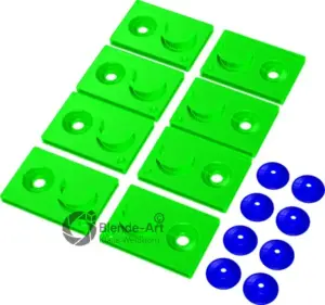 3D-gedruckte Filamentrollenhalter und Eindrückscheiben für die Montage von Rundholzstangen zur Filamentlagerung