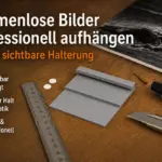 Rahmenlose Bilder professionell aufhängen mit unsichtbarer 3D-Druck-Halterung