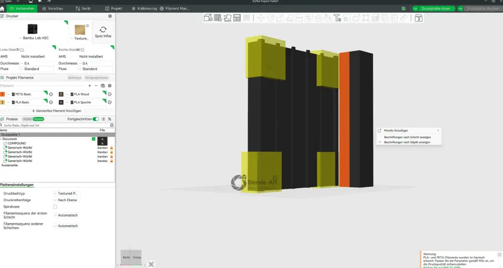 3D-Konstruktion des Kapselhalters für Nespresso mit einzelnen Bauteilen