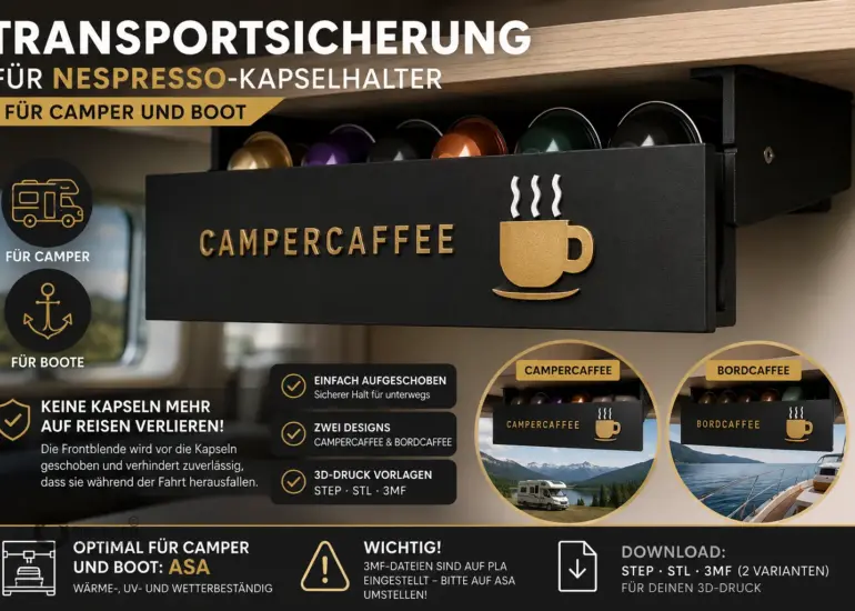 Transportsicherung für Nespresso-Kapselhalter im Camper, Wohnmobil oder Boot